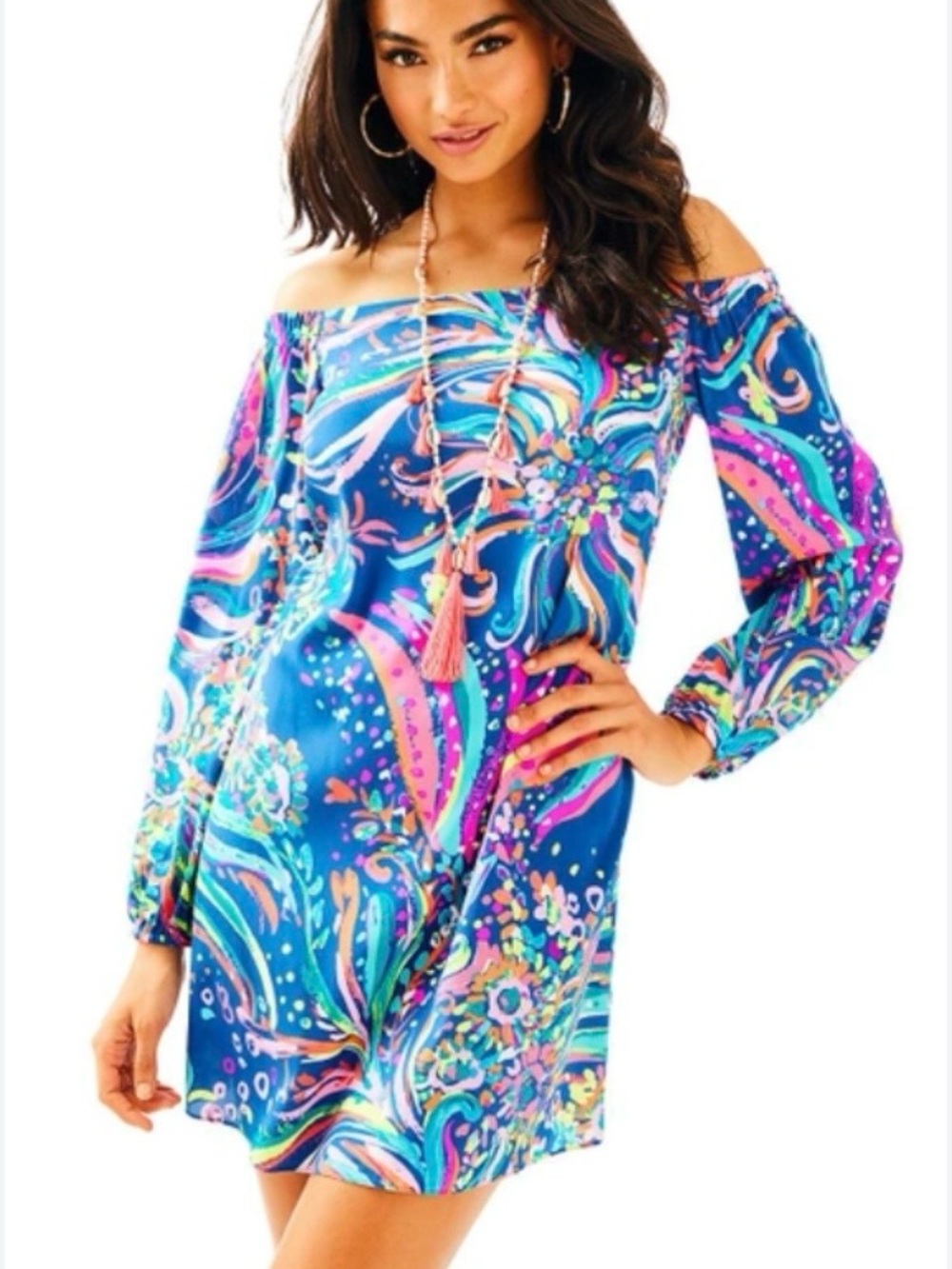 New Lilly Pulitzer Vibrant Off-Shoulder Dress